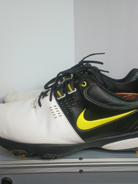 Nike Air Rival III 3 Golf Shoes Size 11.5 White Black Yellow Spiked Pre-owned main image 13